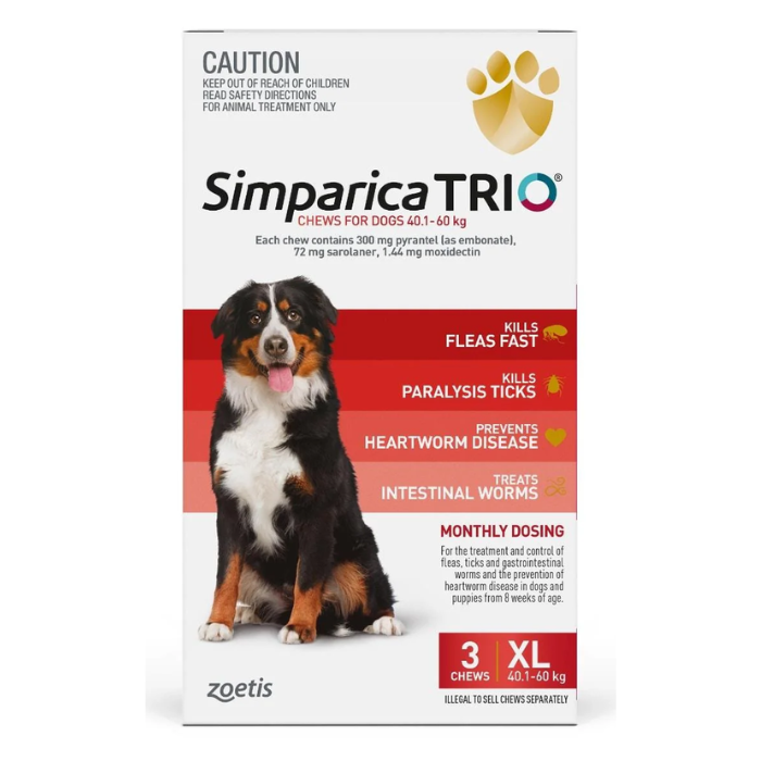 Zoetis Simparica 40-60kg Red 3 pack