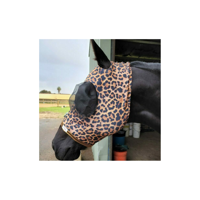 Bugeye Fly Mask W/Tough Mesh Pony Lepoard Print 