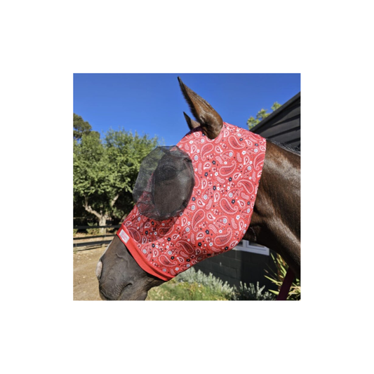 Bugeye Fly Mask W/Tough Mesh Full Red Mandala